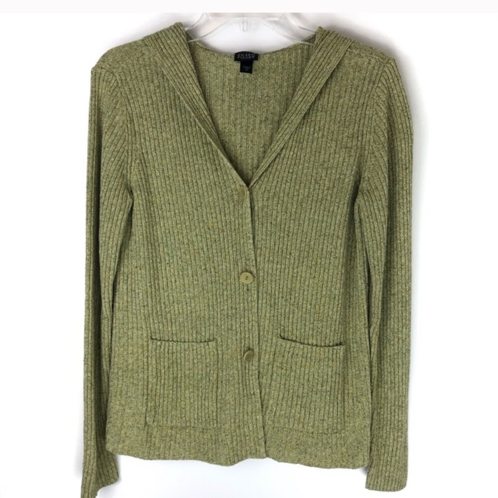 Eileen Fisher Ribbed Knit Silk Cardigan